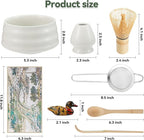 Japanese matcha set, matcha whisk and bowl, matcha sieve, matcha whisk holder, and matcha spoon - 8pcs Matcha Set (white)