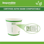 8 oz Paper Hot Cups (Squat), Tree-Less™ Compostable Paper Coffee Cups, Extra Strength, Tree-Free and Made Without PFAS, White (1000 Count)