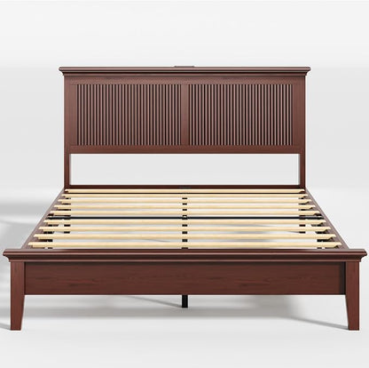 Lifezone Queen Bed Frame with Headboard, Solid Wood Bed Frame Queen Size with - Image 12