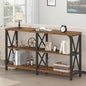 LVB Wood Console Table, Rustic 3 Tier Sofa Table Behind Couch, Industrial Metal by LVB