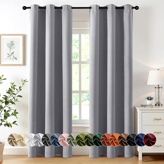 MIULEE Blackout Curtains for Bedroom 2 Panels 40 x 84 Inch Long Light Grey | by MIULEE