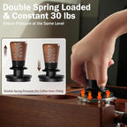 PUSEE 53.3mm Espresso Tamper,Calibrated Tamper with 30lbs Double Spring Loaded Tamper Walnut Wood Coffee Tamper for Barista Home,Titanium PVD Coating Base Tamper Espresso Tool Fits 54mm Portafilters