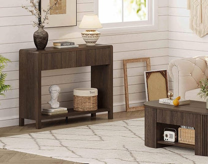 FATORRI Console Entryway Table, Narrow Wooden Sofa Table - Image 9
