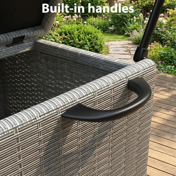 GarveeLife Outdoor Wicker Storage Box, PE Rattan Patio Storage Chest - Image 7