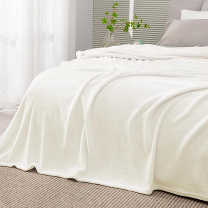 BEDELITE Fleece Blanket Soft Plush King Size Bed Blanket Cream 108"x90" | Ultra - Image 3
