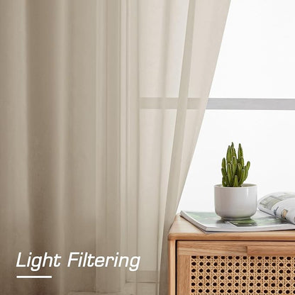 Taupe Sheer Curtains 84 inches Long - Image 3