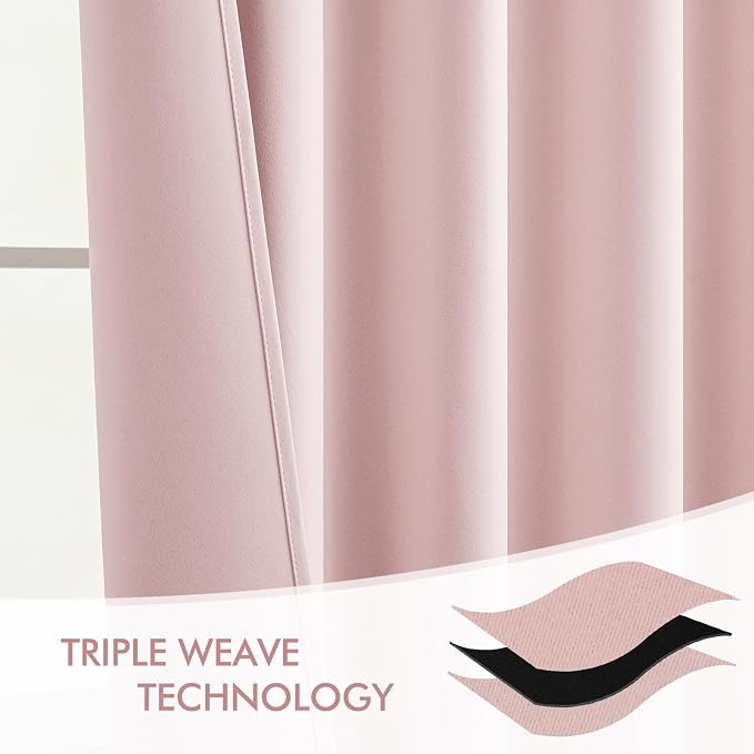 MIULEE Light Pink Back Tab Blackout Curtains 72x84 Inch Length 2 Panels Set | - Image 7