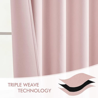 MIULEE Light Pink Back Tab Blackout Curtains 66x96 Inch Length 2 Panels Set | - Image 7