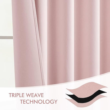 MIULEE Light Pink Back Tab Blackout Curtains 52x102 Inch Long 2 Panels Set | - Image 7