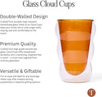 Glass Cloud cups 12 oz Double Wall Insulated Glass Cups - heat-resistant borosilicate glass -perfect for iced teas, lattes, and all your favorite sips (Amber)