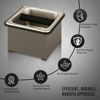 Rattleware Stainless Steel Knock Box - Perfect for Home, Cafe, Restaurant, Hotel, Office, or Commercial Establishment - Heavy Duty Knock Box Trusted By Baristas Worldwide (7.5" x 7" x 4")