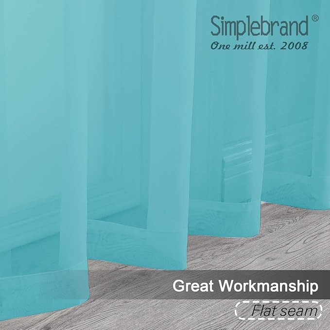 Simplebrand Rod Pocket Top Solid Voile Sheer Curtains - Image 2