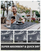 AMOAMI Coffee Mat Hide Stain Rubber Backed Absorbent Dish Drying Mat for Kitchen Counter - Fits Under Coffee Maker & Machine - Dust Blue (17X31.5)