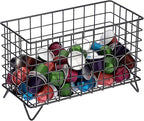 ELLDOO Coffee Pod Holder, Large Capacity Coffee Pod Organizer for K Cup Keuring Espresso Capsule Coffee Creamer, Metal Coffee Pod Storage Basket for Kitchen, Coffee Bar Decor (Black, Large)