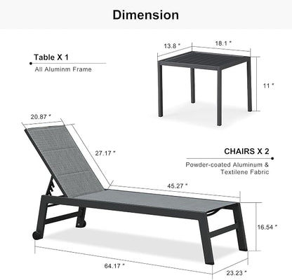 PURPLE LEAF Outdoor Chaise Lounge Set of 4 Aluminum Patio Lounge Chair - Image 2