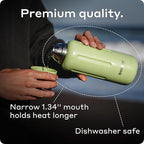 BOBBER 34 oz Stainless Steel Travel Thermos for Hot and Cold Drinks – Dishwasher Safe Metal Water Bottle with Cup Lid – Keeps Hot for 48 Hours – BPA-Free, Vacuum Insulated (Black Coffee)