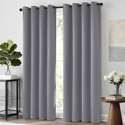 Yakamok Grey Room Darkening Curtains 52x63 inch Gray Grommet-Living Room | 2 - Image 9