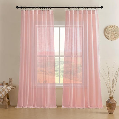 Joydeco Sheer Curtains 72 Inches Long, Window Curtains Privacy Assured by JOYDECO