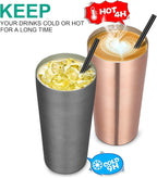 VEGOND 20oz Tumbler Bulk with Lid and Straw 1 Pack, Stainless Steel Vacuum Insulated Tumbler, Double Wall Coffee Cup Travel Mug, Rose Gold