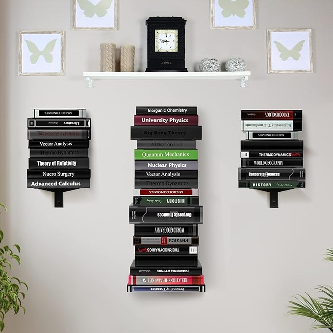 Floating Book Shelves for Wall, 8 Tier Invisible Floating Bookshelf, Vertical - Image 2