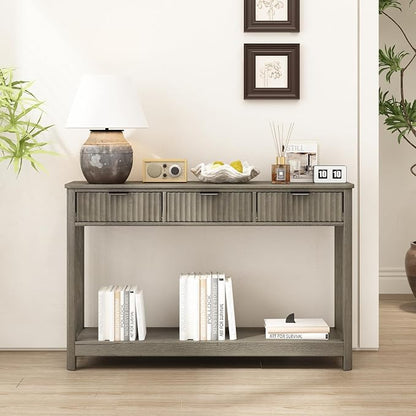 RUSTOWN Fluted Wood Console Table - Image 7