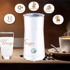 Simple Milk Frother, 2 in 1 Milk Steamer and Frother, Electric Milk Steamer, Milk Warmer and Hot Milk Foam Maker for Latter, Macchiato, Cappuccinos (White)