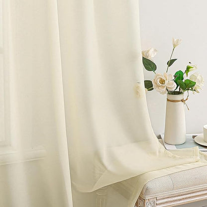 MIULEE 2 Panels Light Cream Sheer Curtains - Image 5