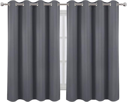 Grey Thermal Blackout Curtains/52 x 54 Inch/Set of 2 Panels Room Darkening - Image 2