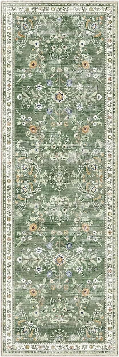 Yamaziot 2x6 Washable Hallway Runner Rug Non Slip Floral Carpet, Sage Green | - Image 9