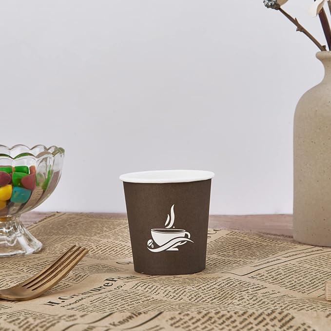 LITOPAK 500 Pack 4 oz Paper Cups, Brown Disposable Hot Coffee Cups for Party, Picnic, Travel, and Events