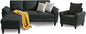 79" Convertible Sectional Sofa Set, Modern Linen Small L Shaped Couch by Chireca