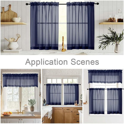 Kitchen Curtains 24 Inch Length Tier 2 Pieces, Cafe Bathroom Basement Rod - Image 6