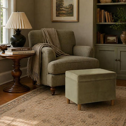 HomePop - Dinah 24" Storage Ottoman- Light Sage Green Velvet - Image 2