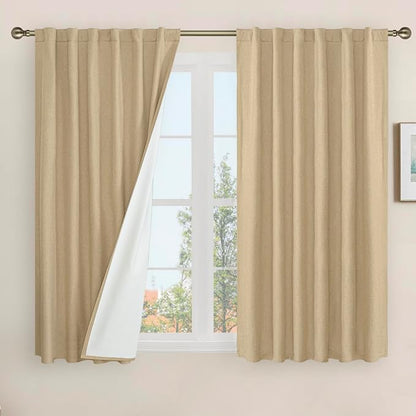 Natural Linen 100% Blackout Window Curtains by LAMIT