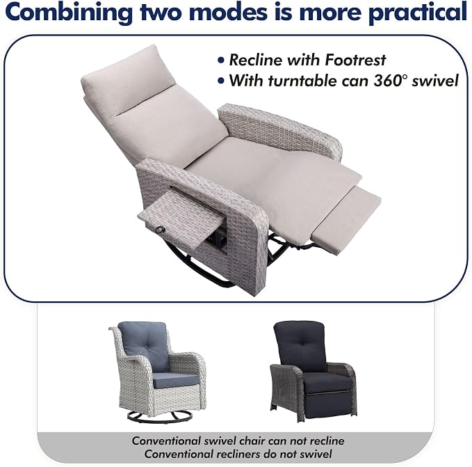 ZZW Outdoor Recliner Chair Set of 2, Wicker Patio Recliners - Image 6