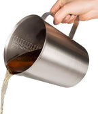 Measuring Cup, Stainless Steel Measuring Cups (64OZ/2 Liter- 8 Cup), Heavy-Duty Frothing Pitcher, Milk Frothing Pitcher Milk Frother Cup with Marking with Handle for Espresso Machines, Latte Art