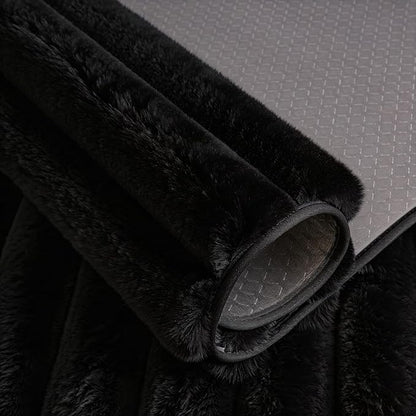 Black Rabbit Striped Plush Rug 8'x10', Fluffy Shaggy Area Rug - Image 7