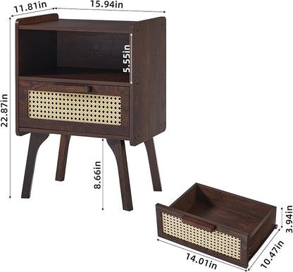 Lerliuo Rattan Nightstand, Bedside Table - Image 3