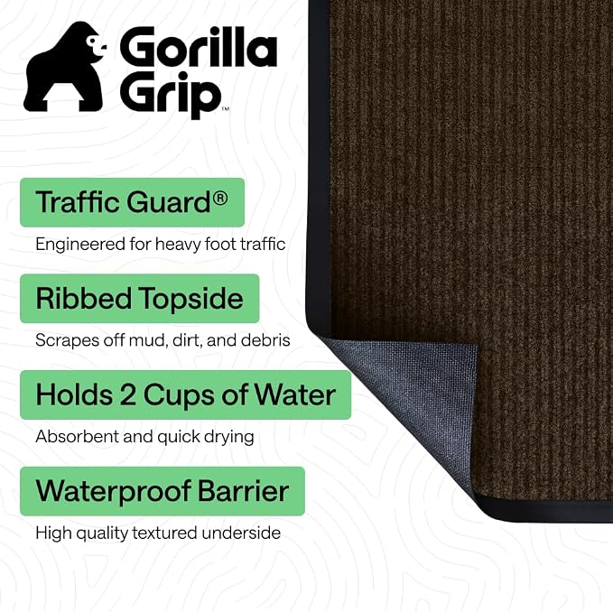 GORILLA GRIP Waterproof Traffic Guard Door Mat, Indoor and Outdoor Heavy Duty - Image 2