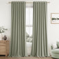 Sage Green 100% Blackout Linen Curtains 84 Inch Length 2 Panels Set by Guken