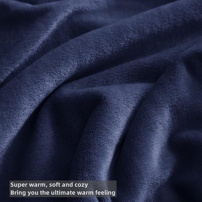 KMUSET Fleece Blanket Throw Size Navy Lightweight Super Soft Cozy Luxury Bed - Image 3