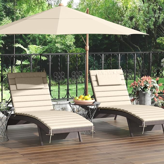 Sundale Outdoor Olefin Quilted Lounge Cushion Set of 4, Patio Foldable Chaise - Image 7