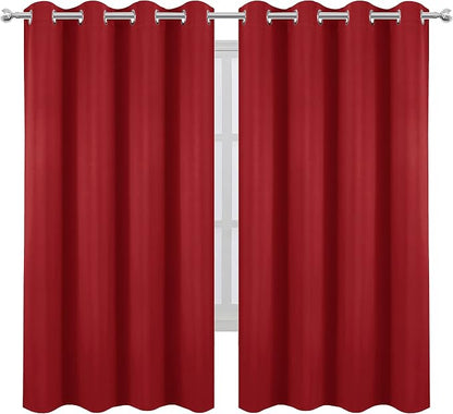 Bright Red Blackout Curtains 52 x 63 Inch Length/Set of 2 Curtain - Image 2