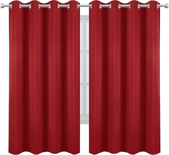 Bright Red Blackout Curtains 66 x 63 Inch Length/Set of 2 Curtain - Image 2