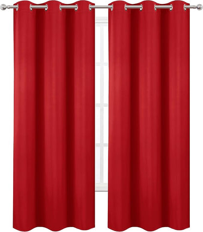 Blackout Curtains 38 x 84 inch/Bright Red Curtains Set of 2 Panels/Thermal - Image 2