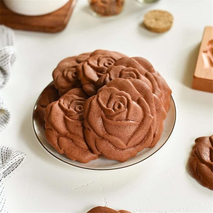 Wooden Cookie Biscuit Mold, 3D Baking Mold, Embossing Craft Decorating Baking Tool, Suitable for Halloween Thanksgiving Christmas Kitchen DIY (Large Flower 10 * 10 * 2)