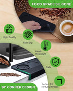 Upgraded Silicone Tamping Mat, Durable Tamper Mat Counter Pad, Espresso Machines Acceessories for Home Baristas, Espresso Tamping Station with Brush - Black