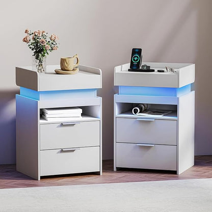 Turosur Nightstands Set of 2, LED Night Stand by Turosur