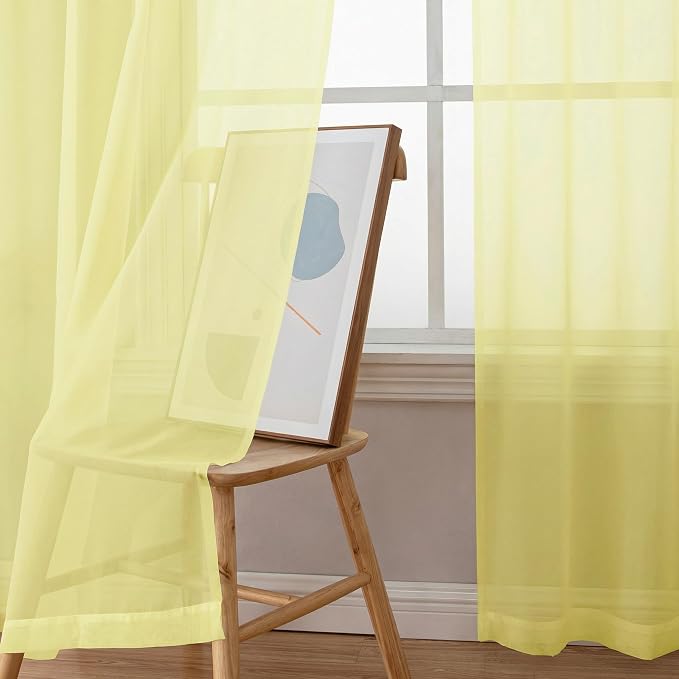 Short Sheer Curtains for Bedroom Living Room 54 Inch Length 2 Panels Set - Image 5