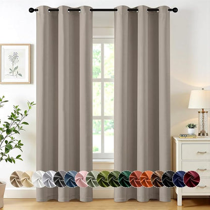 MIULEE Blackout Curtains for Bedroom 2 Panels 40 x 84 Inch Long Stone | Thermal by MIULEE